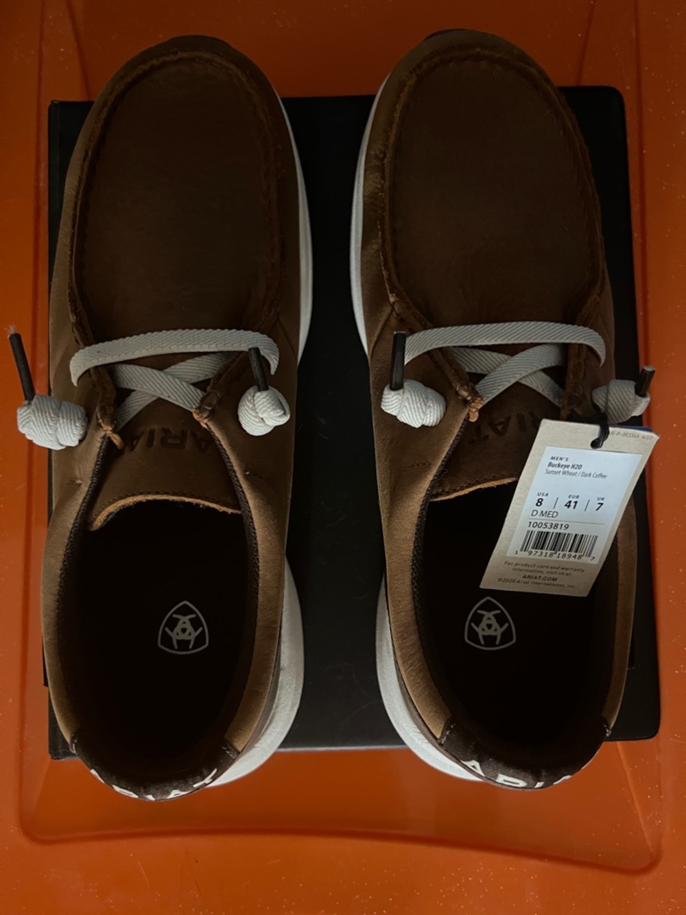 Ariat Brown Slip-On Loafers with White Rope Laces